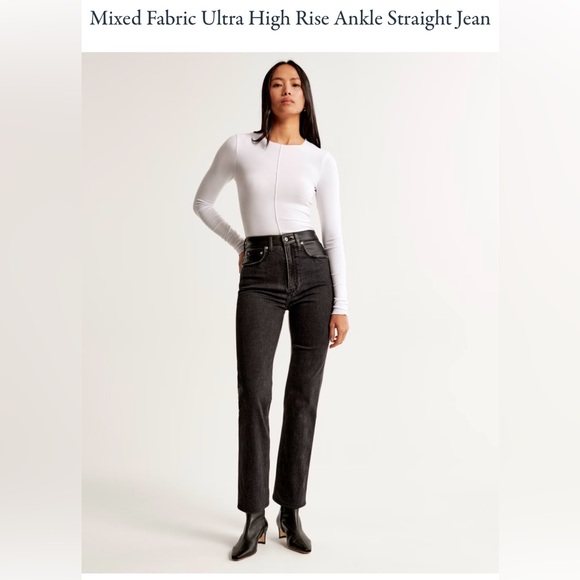 Abercrombie Ultra High Rise Straight Ankle Leather Jean - Picture 2 of 8